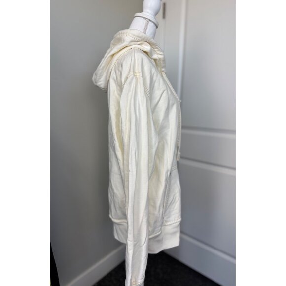 True Religion Mens Unisex Off-White Hoodie Jacket L Cotton Zip-Up NWOT - Picture 4 of 16